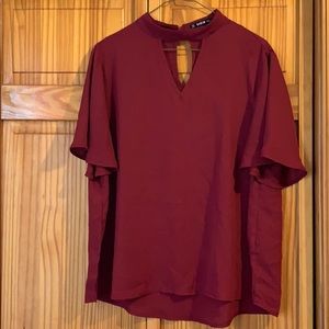 Burgundy half sleeve top Size XL